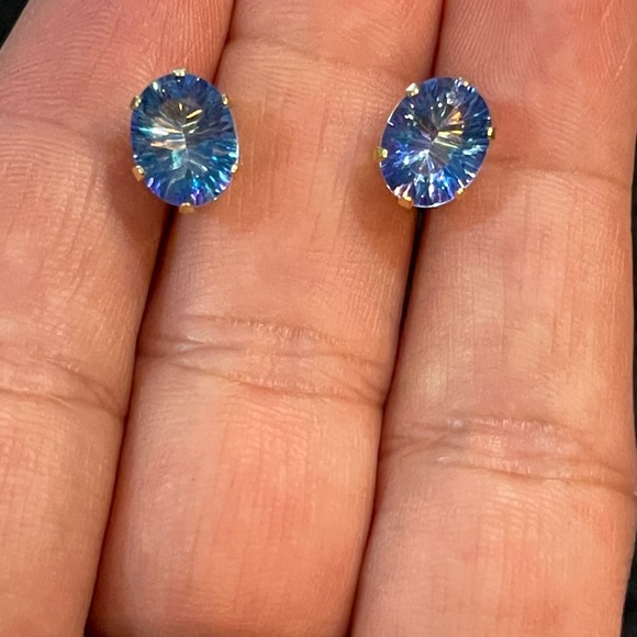 14k Solid Gold Color Change Sapphire Earrings